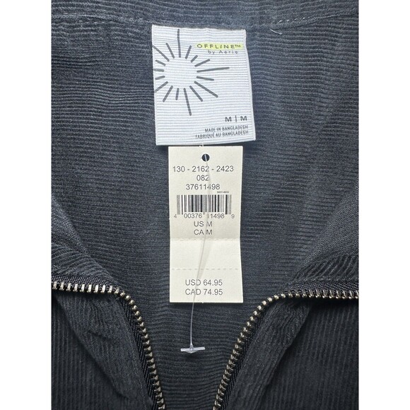 Aerie Offline NWT Black Corduroy Quarter Zip Oversized Shacket Women's MEDIUM‎ - Picture 4 of 8